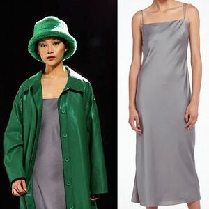 NWT APPARIS 90s‎ Square Neck Recycled Vegan Silk Satin Bias Cut Slip Dress XL